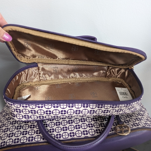 NWOT IMAN Purple Pattern Shoulder Bag w/bottom storage - Picture 3 of 4